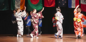 closer view of children performing on stage